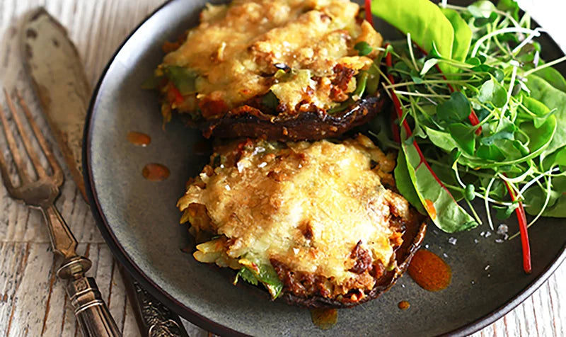 Masaledar Soya Stuffed Mushrooms