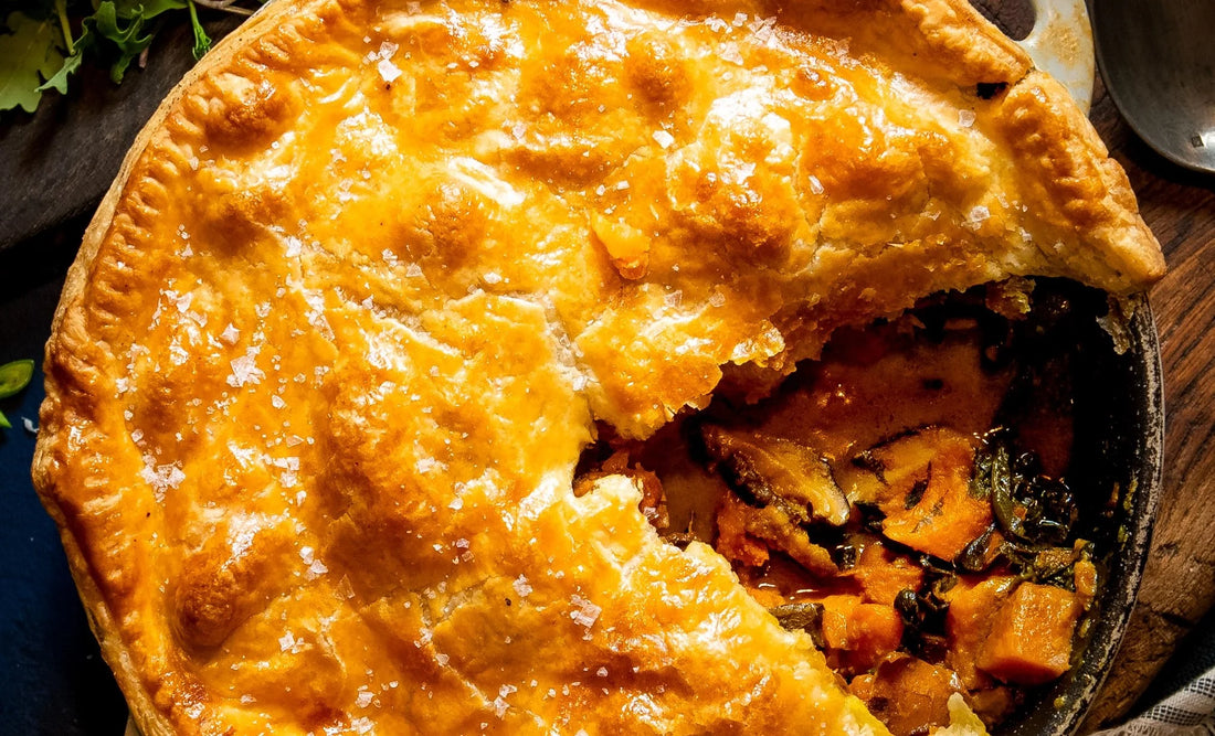 Sweet potato, Spinach & Mushroom Pie