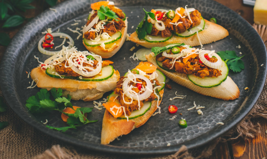 Achari Chicken Crostini